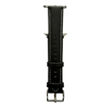 Black padded leather Apple Watch band, connector and stitching detail