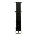Black padded leather Apple Watch band, connector and stitching detail