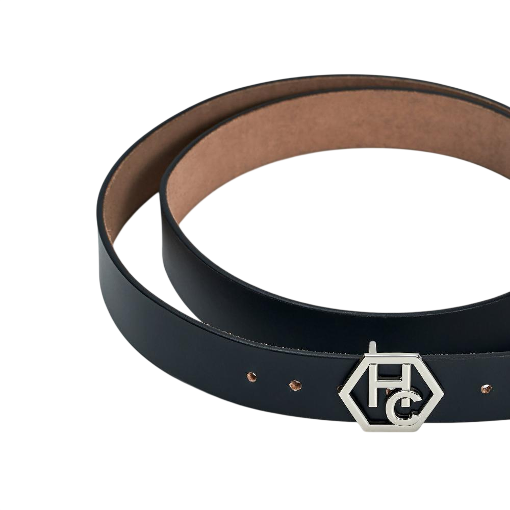 Buckle close-up on women's seamless edge belt - black - Hedonist Chicago - close-up view (1.3")