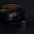 Side view on women's seamless edge belt - black - Hedonist Chicago - close-up view (1.3")