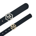 Edge finish detail on women's seamless edge belt - black - Hedonist Chicago - close-up view (1.3")