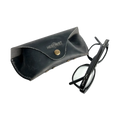 Soft Leather Eye Glasses Case in Black Washed with black cat-eye glasses leaning beside it
