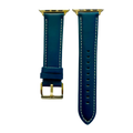 Blue padded leather Apple Watch band, two-piece strap with buckle and holes