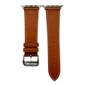 Brown leather Apple Watch band, two-piece strap with buckle and holes