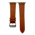 Brown leather Apple Watch band, two-piece strap with buckle and holes