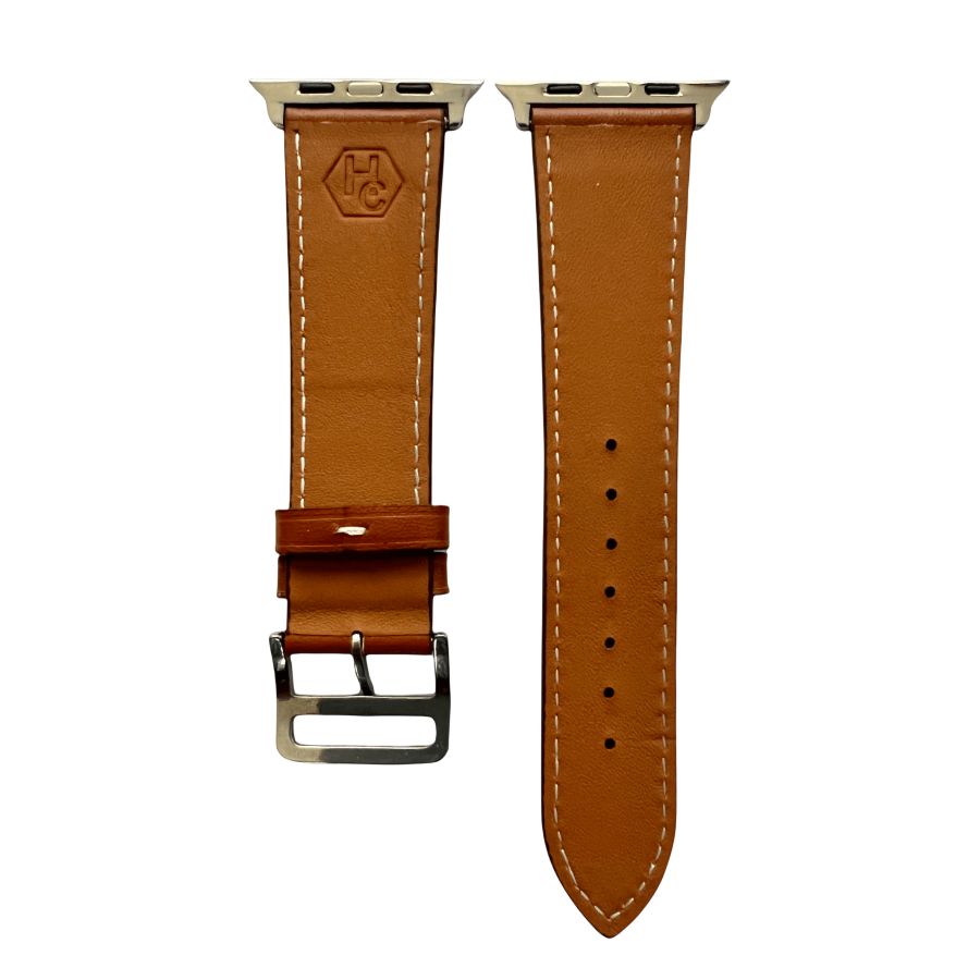 Brown leather Apple Watch band, compatible with all Apple Watch models