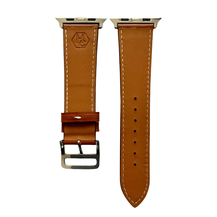 Brown leather Apple Watch band, compatible with all Apple Watch models