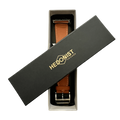 Brown leather Apple Watch band, presented in gift box
