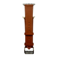 Brown leather Apple Watch band, connector and stitching detail