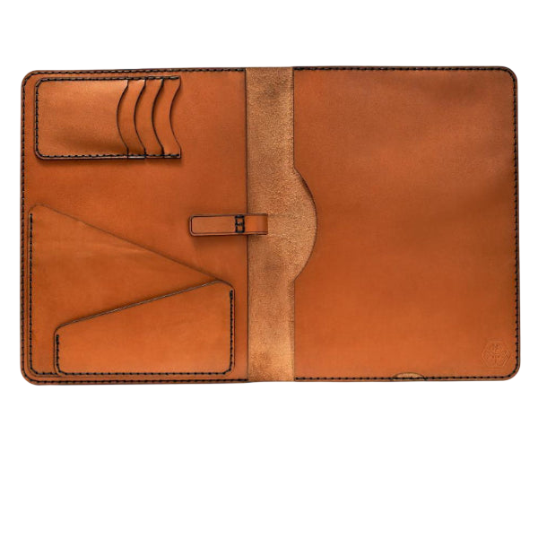 Hedonist Chicago brick ipad holder in brick, slim sleeve, leather finish, detail view