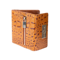 Small brown croco-embossed snap wallet for women, back view