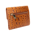 Small brown croco-embossed snap wallet for women, coin pocket detail