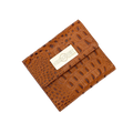 Small brown croco-embossed snap wallet for women, front view