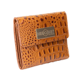 Mini Brown Leather Wallet for Women Croc Embossed By Hedonist Chicago