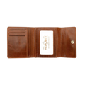 Small brown croco-embossed snap wallet for women, ID window detail