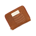 Mini Zip Wallet in Brown Croc-Embossed Leather for Women by Hedonist Chicago