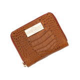 Mini Zip Wallet in Brown Croc-Embossed Leather for Women by Hedonist Chicago
