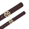 Edge stitching detail on women's seamless edge leather belt - brown - Hedonist Chicago (1")