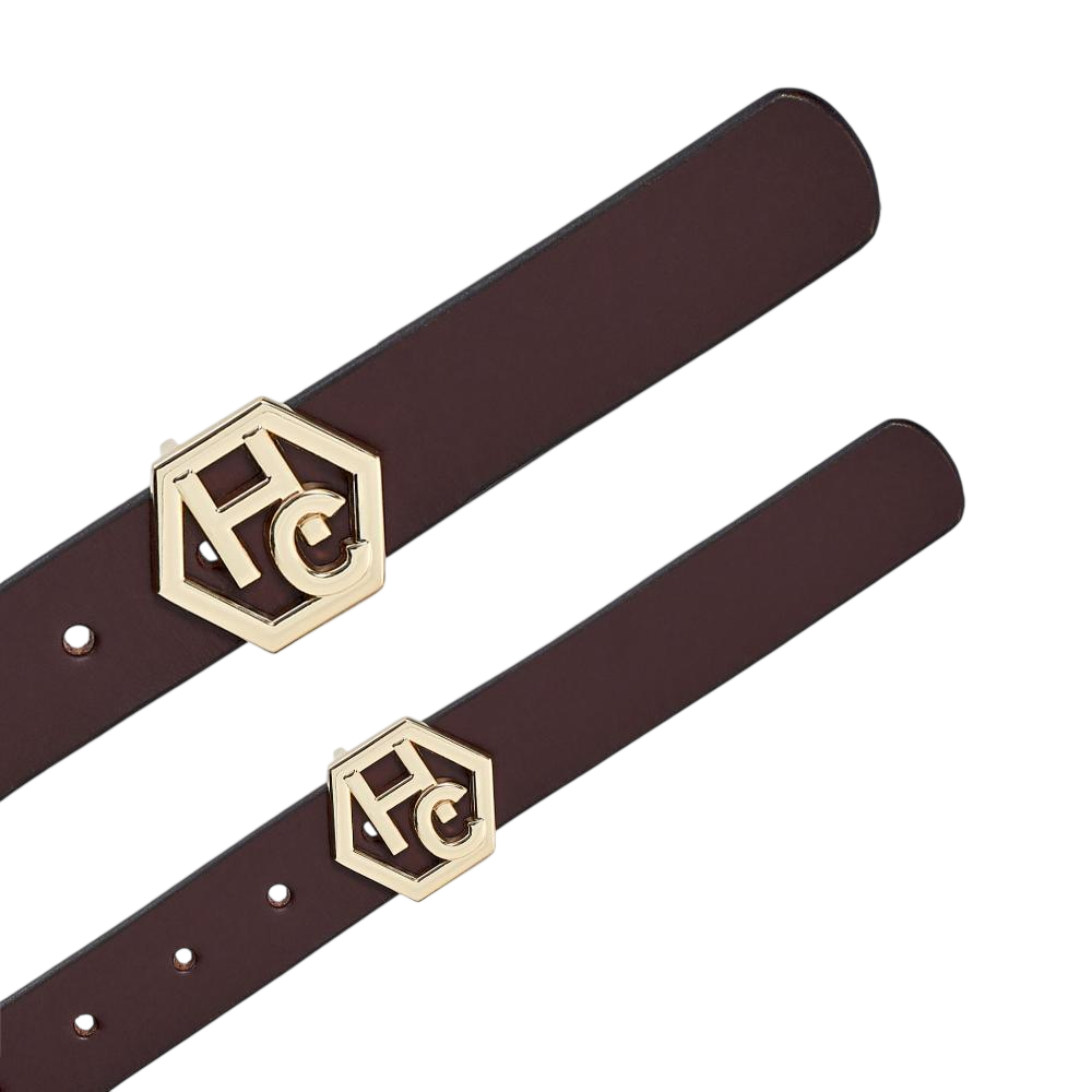 Edge stitching detail on women's seamless edge leather belt - brown - Hedonist Chicago (1")
