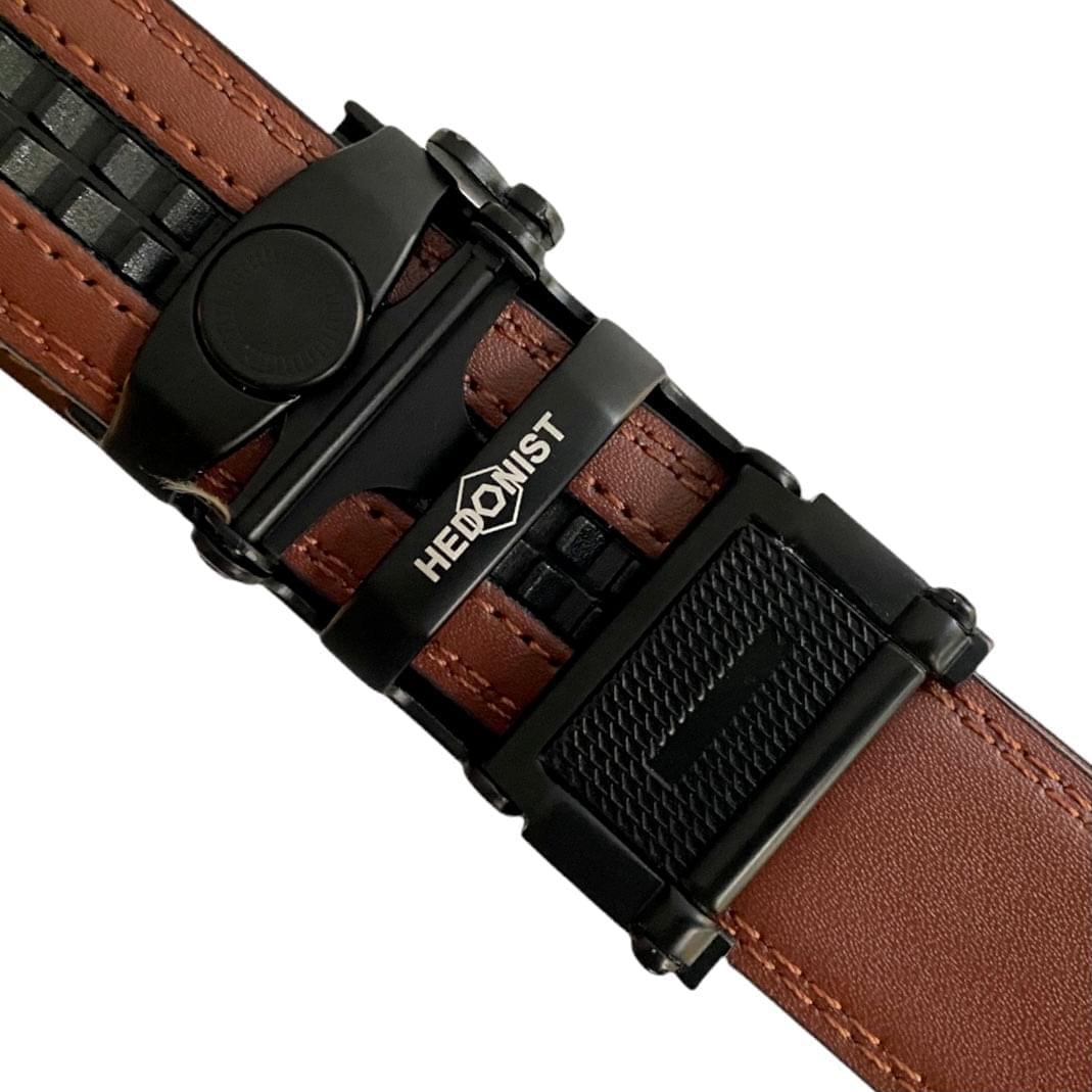 Metal Automatic belt buckle 1.15" , hardware close-up, for ratchet leather belts by Hedonist Chicago