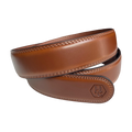 Brown leather belt strap, 1.38 inch, angled view