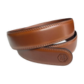 Brown leather belt strap, 1.38 inch, angled view