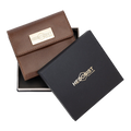 Small brown leather snap wallet for women, presented as a gift