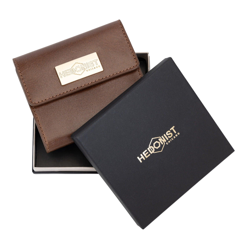 Small brown leather snap wallet for women, presented as a gift