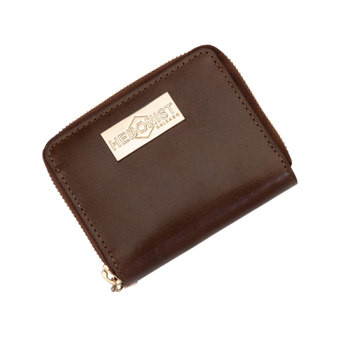Mini Zip Around Women's Brown Leather Wallet by Hedonist Chicago
