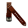 Brown pull-up leather Apple Watch band, close-up view