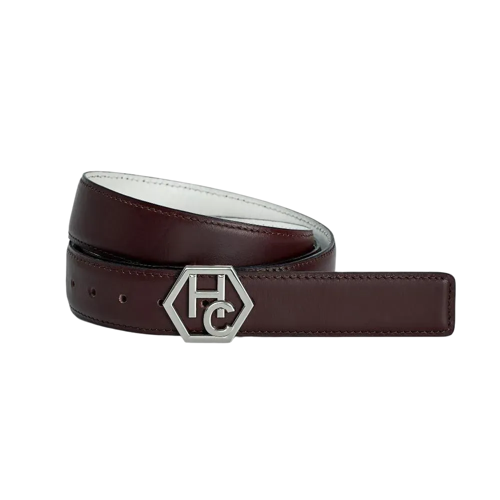 Women's reversible design leather belt - brown - Hedonist Chicago - premium women's leather accessory (1"/1.3", reversible with white)