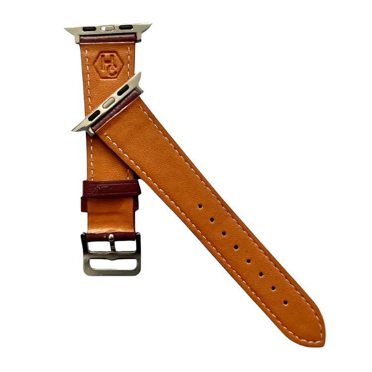 Burgundy leather Apple Watch band, compatible with all Apple Watch models