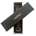 Burgundy leather Apple Watch band, presented in gift box