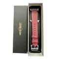 Burgundy leather Apple Watch band, packaging close-up