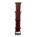 Burgundy leather Apple Watch band, connector and stitching detail