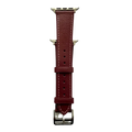 Burgundy leather Apple Watch band, connector and stitching detail
