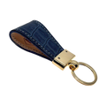 Charcoal leather key chain, full grain leather, angled view