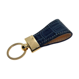Charcoal leather key chain, full grain leather, front view
