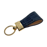 Charcoal leather key chain, full grain leather, front view