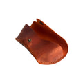 Soft Leather Eye Glasses Case in Cognac, open, angled top view showing interior