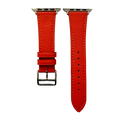 Cold orange leather Apple Watch band, two-piece strap with buckle and holes