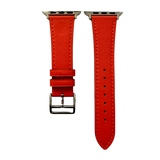 Cold orange leather Apple Watch band, two-piece strap with buckle and holes