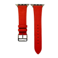 Cold orange leather Apple Watch band, two-piece strap with buckle and holes