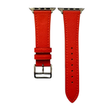 Cold orange leather Apple Watch band, two-piece strap with buckle and holes