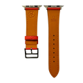Cold orange leather Apple Watch band, compatible with all Apple Watch models