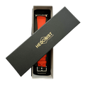 Cold orange leather Apple Watch band, packaging close-up