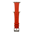 Cold orange leather Apple Watch band, connector and stitching detail