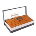 Croc Embossed Brown Leather Wallet for Women | Hedonist Chicago | gift box