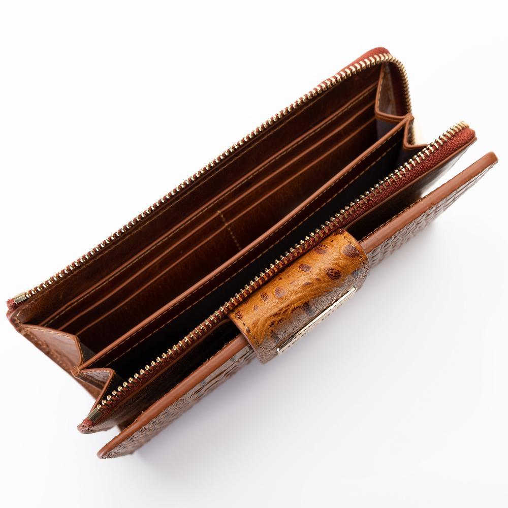 Croc Embossed Brown Leather Wallet For Women | Hedonist Chicago