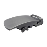 Curved metallic ratchet belt buckle, 1.38 inch, front view